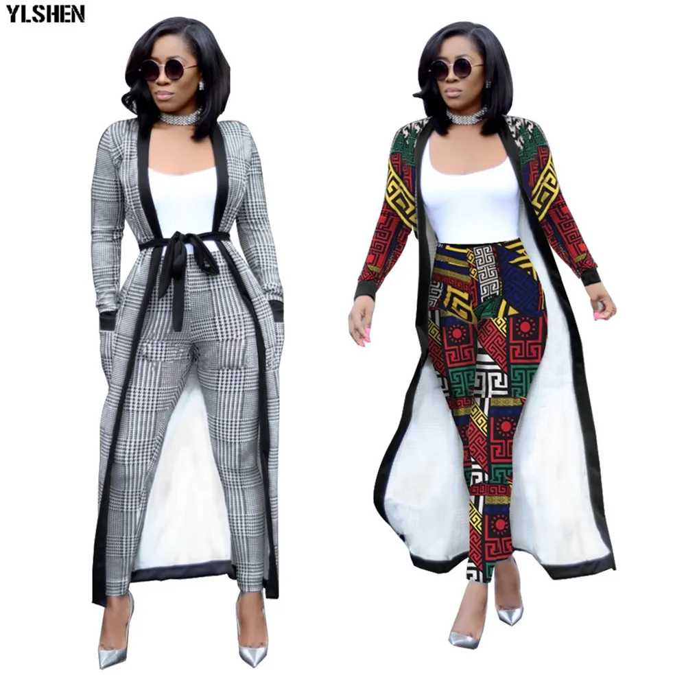 Print African Dresses for Women 2 Piece Set Dashiki Plus Size African Clothes Africa Clothing Pants Suit Bazin Robe Africaine 34
