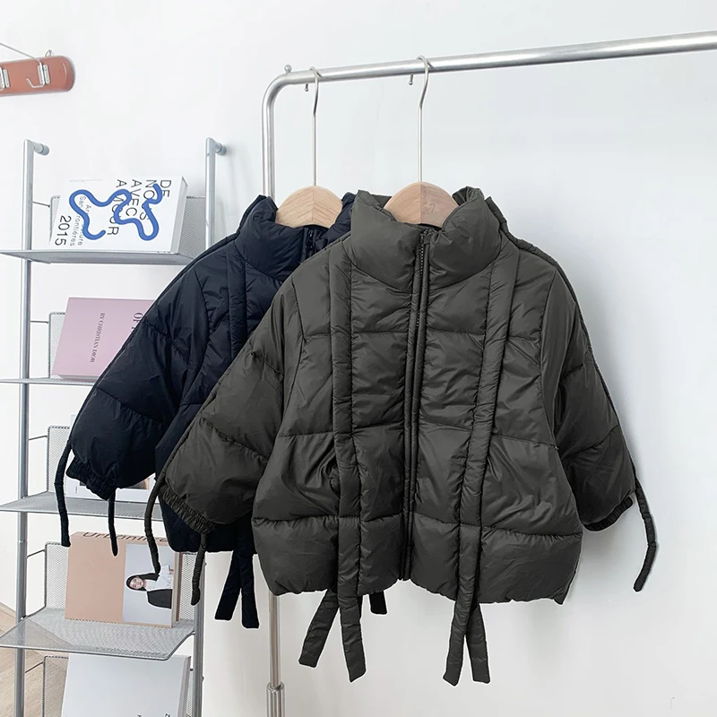 Children's Down Jacket Autumn Winter Fasdhion Solid Turtleneck Warm Boys Coat Lightweight All-match Kids Outerwear