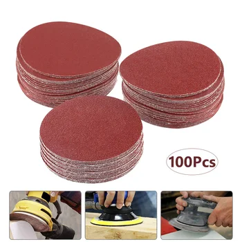 

60/70/100Pcs 5 Inch 125MM Sandpaper Brushed Back For Sander Red Round Sanding Paper Disk Sand Sheets Grit 60-2000 Hook Loop Disc