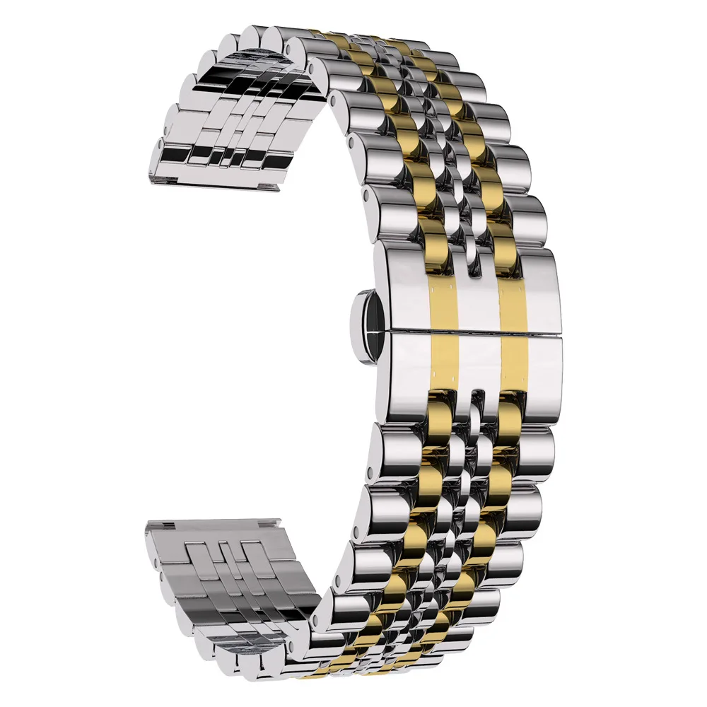 

Stainless Steel Watchbands for Samsung Gear S3 Solid Double Push Button Fold Watch Buckle Butterfly Clasp Watch Strap WB119