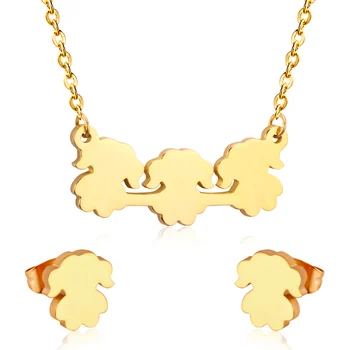 

LUXUKISSKIDS Cute Girls Kids Jewelry Set Stainless Steel Necklace Earrings Sets For Baby Jewelry Gift