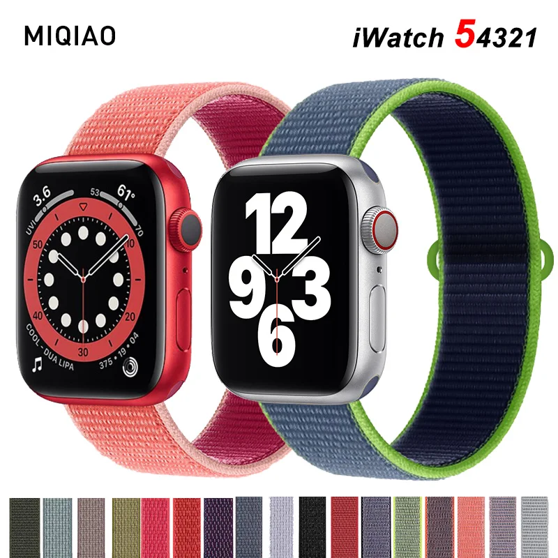 

Strap For Apple Watch Band 44mm 40mm correa iWatch bands 42mm 38mm belt Nylon loop watchbands bracelet for series 6 se 5 4 3 2