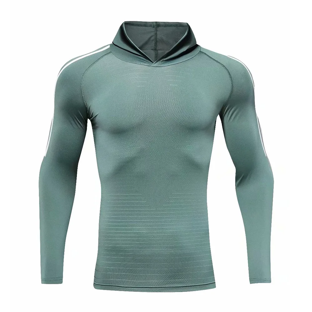 Новая быстросохнущая футболка для бега, мужская спортивная рубашка для бодибилдинга, компрессионный Топ с длинным рукавом, Мужская футболка для фитнеса