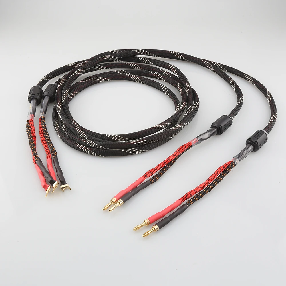 One Pair Audiocrast HIFI speaker cable HI-End amplifier 4N OFC speaker cable with Banana / Spade plug
