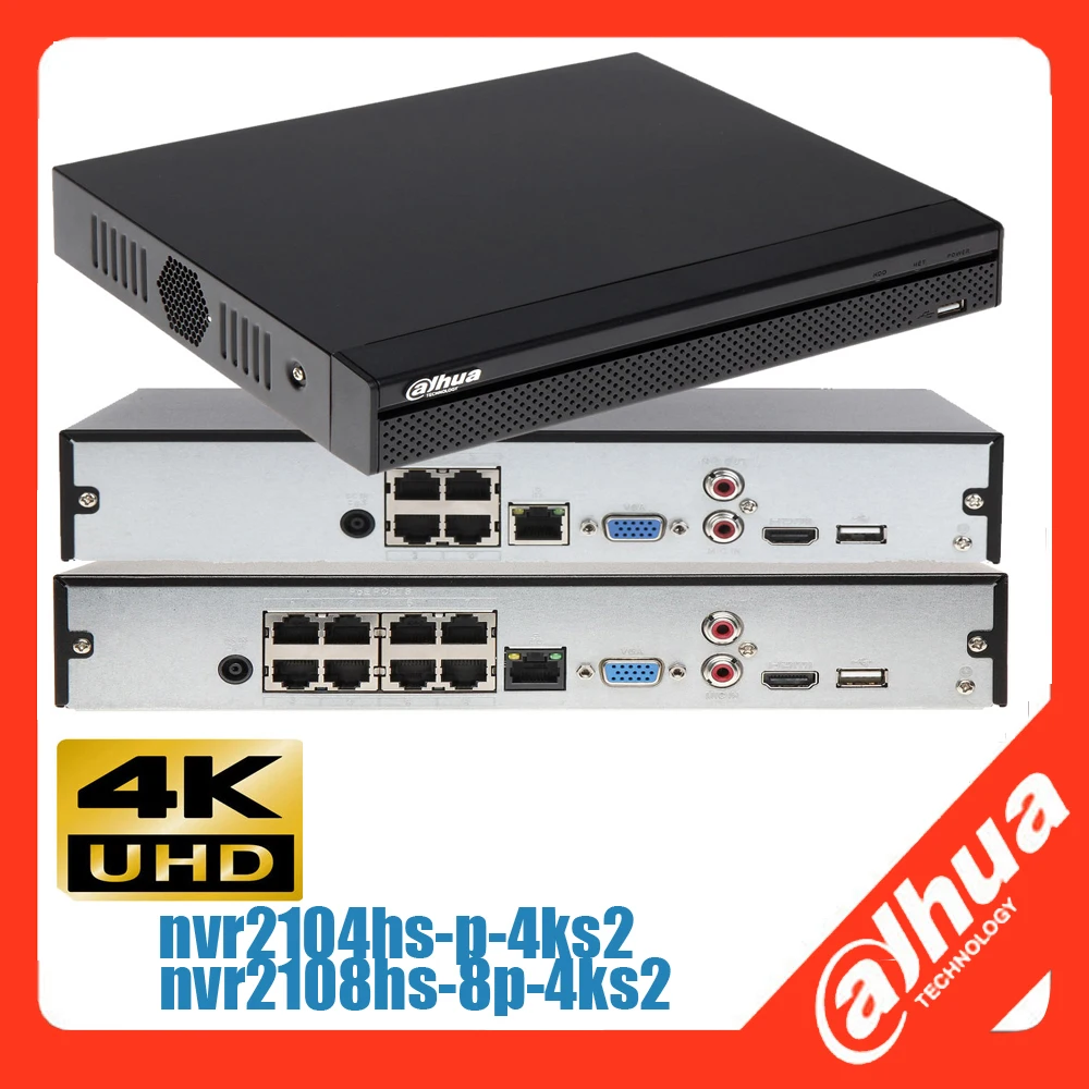 Мультиязычный сетевой видеорегистратор Dahua DHI-NVR2104HS-P-4KS2 DHI-NVR2108HS-8P-4KS2 8PoE 4K H.265 Max с