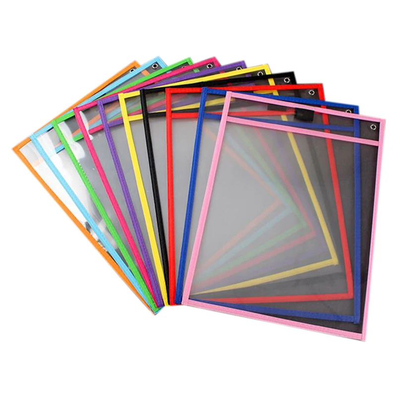 

20 Transparent Dry-Erase Pockets Are Reusable with Pen Students