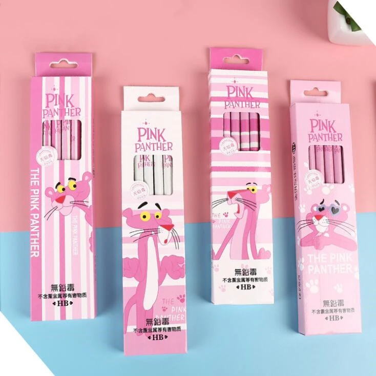 新到着 12 ピース/パックかわいいピンクパンサーフラミンゴと Hb の木製鉛筆消しゴム子供研究スケッチ鉛筆学校の文房具