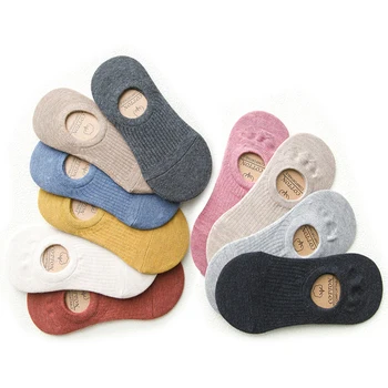 

5 pairs Women Summer Casual Cotton Invisible Boat No Show Socks Non-slip Short Low Socks Slippers Silicone Socks size EU 36-42