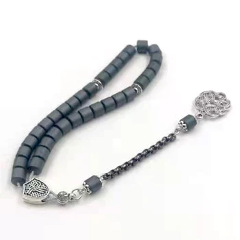 Muslim Tasbih Natural Hematite grey Matte Rosary bead 33prayer beads Islamic bracelet Ramadan gift pocket