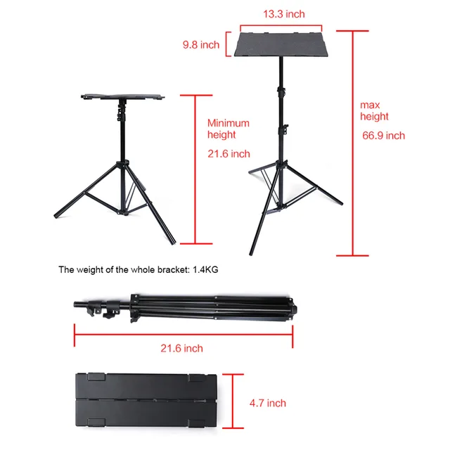 Comprar T160 Soporte para trípode para proyector Soporte plegable para  proyector con trípode para computadora portátil con bandeja para trípode