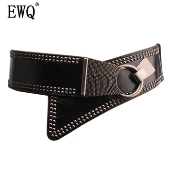 

[EWQ] 2020 Summer Spring Personality Belt Circle Metal Buckle Fashion Wide Decoration Rivet Asymmetric Ladies Waist Belt D171