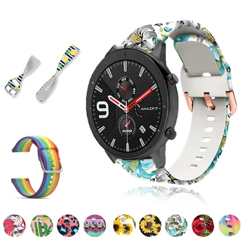 

Watchband For Xiaomi Huami Amazfit GTR 42 47mm Smart Watch printing Silicone Wrist Strap For Amazfit Bip Amazfit 2/2S Bracelet