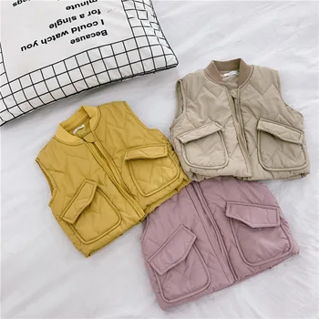 

Baby Girl Coat Vest Thicken Autumn Winter Cotton Vest 1 2 3 4 5 6 Years Toddler Kids Clothing Zipper Children Waistcoat 2019