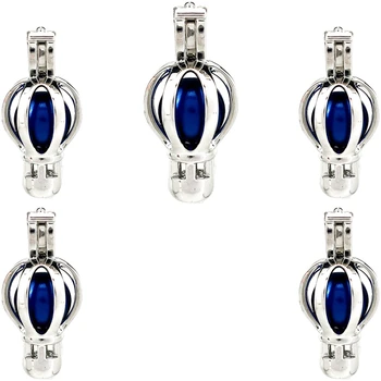 

5Pcs Openable Hot Air Balloon Copper Phase Box Necklace Locket Aromatherapy Essential Oil Pendant Pearl Cage Diffuser k964