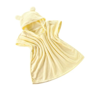 

Baby Hooded Bath Towel Microfiber Super Absorbent Thickening Baby Bathrobe Boys and Girls Super Soft Bath Towel Cape-Yellow
