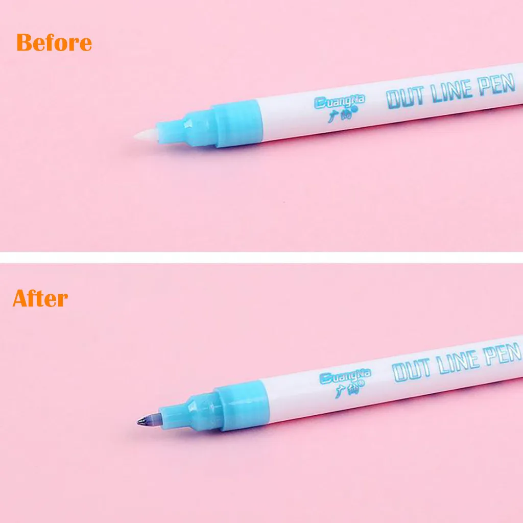 best selling products Glitter Color Fluorescent Marker Metal Color Pen Double Line Contour Pen 8pc/set dropshipping