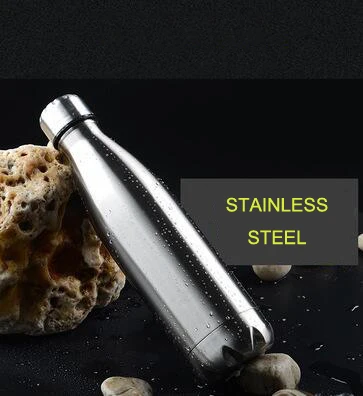 350/500/750/1000ml Double-wall Insulated Vacuum Flask Stainless Steel Heat Thermos For Sport Water Bottles Portable Thermoses - Color: STAINELESS STEEL