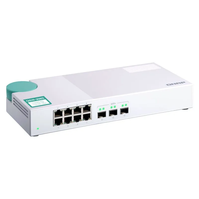 QNAP NAS QSW-308S сервер хранения данных 3-port 10G SFP+(10GbE SFP+/RJ45 Combo port) 11 порт 5-bay NAS Gigabit неуправляемый бездисковый