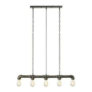 

Industrial style chandelier loft dining room chain hanging light vintage water pipe metal restaurant club strip decor lighting
