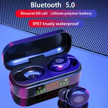 Bluetooth Earphones Charging-Box Waterproof Earbuds Bass-Stereo V8 Tws with Mic And 9D