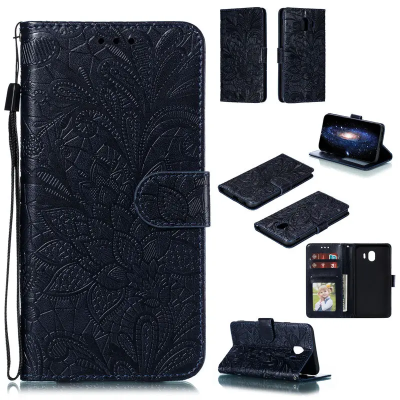

Case For SamSuang Galaxy J4 2018 Flip Wallet Card Slot Stand Anti-fall Back Cover For SamSuang J 4 2018 Luxury Leather Cover