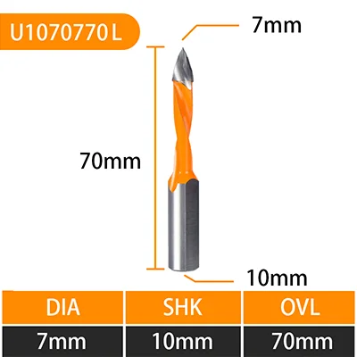 UCHEER 1 шт. левое/правое деревообрабатывающее сверло для изготовления отверстий ovl70мм Dia4-10mm Фасонная фреза ДВП - Длина режущей кромки: d7-L