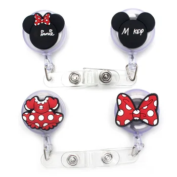 

4 Style Red Bowknot Mouse Retractable Creative Plastic Badge Holder Reel Student Nurse Exhibition Enfermera Name Card Chest Card