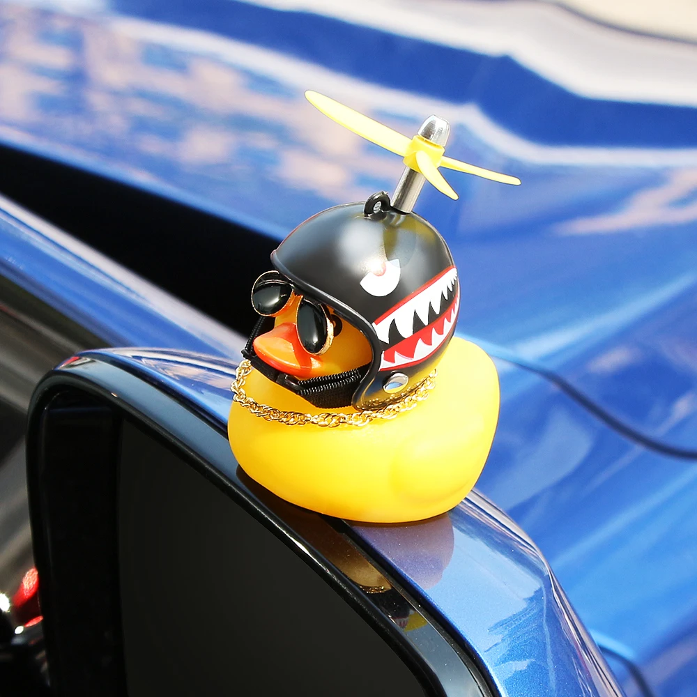 Society Lovely Duck in the Car Ornament Car Accessories Interior Decoration  Car Dashboard Toys With Helmet And Chain - AliExpress