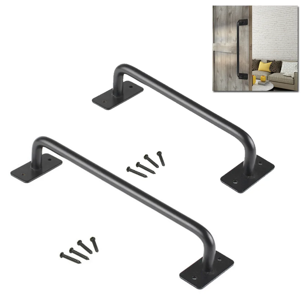 

High Quality 1 Pcs Handles 22cm Sliding Door Handle Black Carbon Steel Cabinet Closet Tool