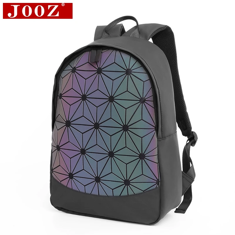 JOOZ мужской лазерный рюкзак с отражающими вставками геометрический рюкзак для ноутбука мальчик рюкзак Сумка подростковая mochila Большая мужская дорожная сумка рюкзак
