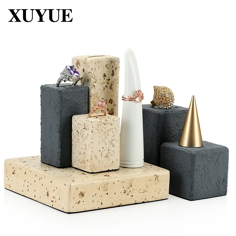 Factory direct sales jewelry props jewelry display stand ring plaster jewelry display stand square display props spot exhibitor set jewelry storage bag pearl necklace holder   velvet pouch square 5 layers fine jewelry travel roll bag for ring