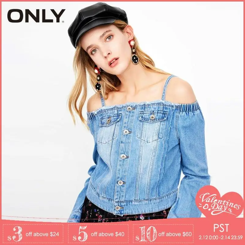 Beste Alleen Lente   Herfst Off Shoulder Gewassen Denim Jasje Jas | 118154516