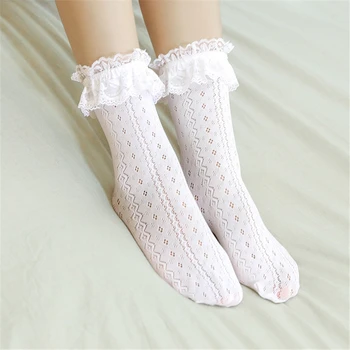 

Women's Socks Summer Women Streetwear Japan Style Sock Mid-tube Girls Stockings Lolita Kawaii Thin Cute Lace Socks Dropshipping