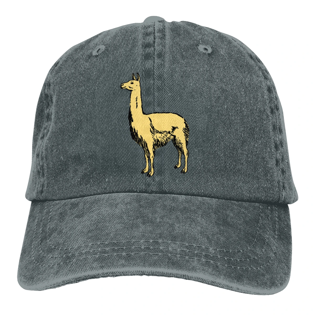 Llama Casquette, Черная мужская и женская джинсовая бейсболка, регулируемая бейсболка для гольфа