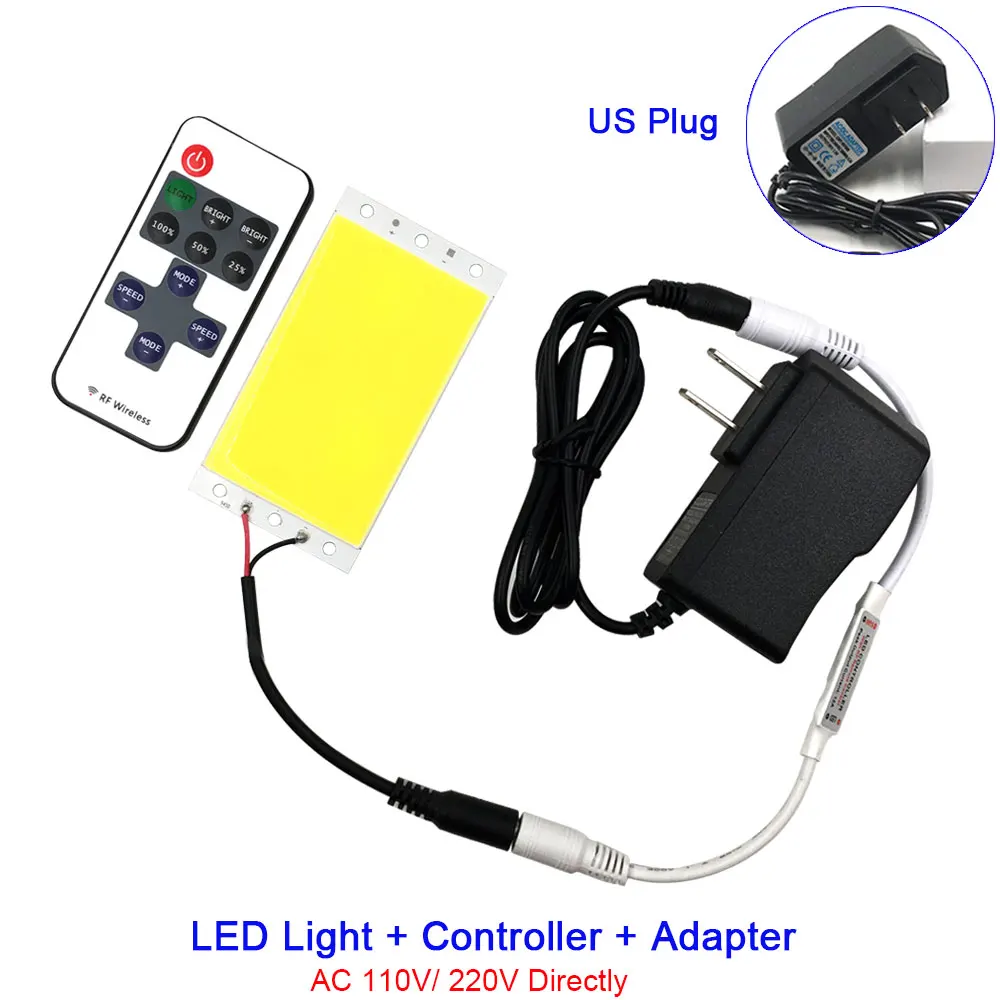 COB Dimmer US plug 15 Вт COB светодиодный Панель светильник с диммером 94x50 мм Прямоугольник светодиодный доска 12V затемнения COB светодиодные лампы для дома светильник ing 1500LM чип светодиодный лампы - Испускаемый цвет: COB Dimmer US plug