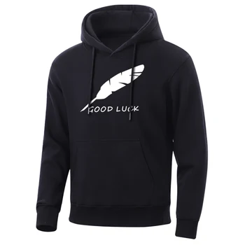 

Good Luck Men Hoodie Sweatshirt Feather Pen Print Mens Sweatshirts Casual High Quality Men'S Hoodies Spring Popular Hooded