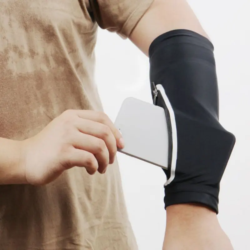 1pc Arm Sleeve Bag Breathable UV Protection Protective Hand Elbow Cover Anti-slip Pouch Outdoor Sportswear Running Accessories
