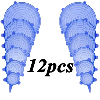 

12/24pcs Reusable silicon stretch lids universal lid Silicone food wrap bowl pot lid silicone cover pan cooking Kitchen Stoppers