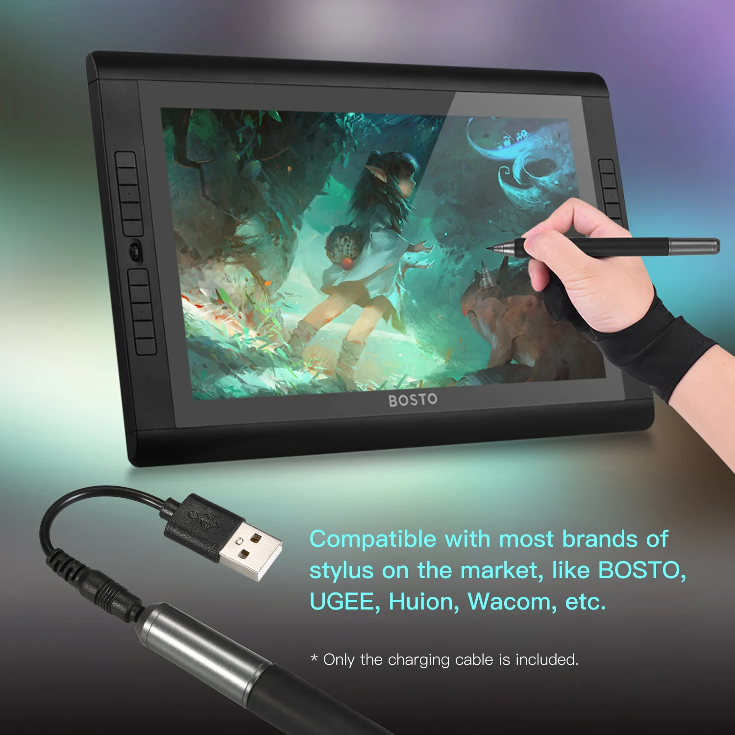 BOSTO Stylus зарядный кабель шнур USB зарядное устройство 12 см для BOSTO/UGEE/Huion/Wacom