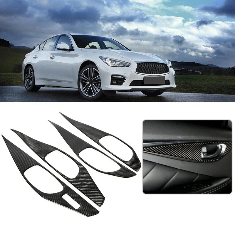 4 шт. карбоновая внутренняя дверная ручка панель наклейка крышка для Infiniti Q50 2014