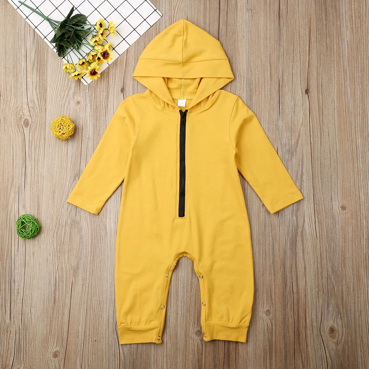 Осенний комбинезон для новорожденных девочек и мальчиков, одежда с длинными рукавами и капюшоном, полосатый комбинезон на молнии, комбинезон с капюшоном, наряды