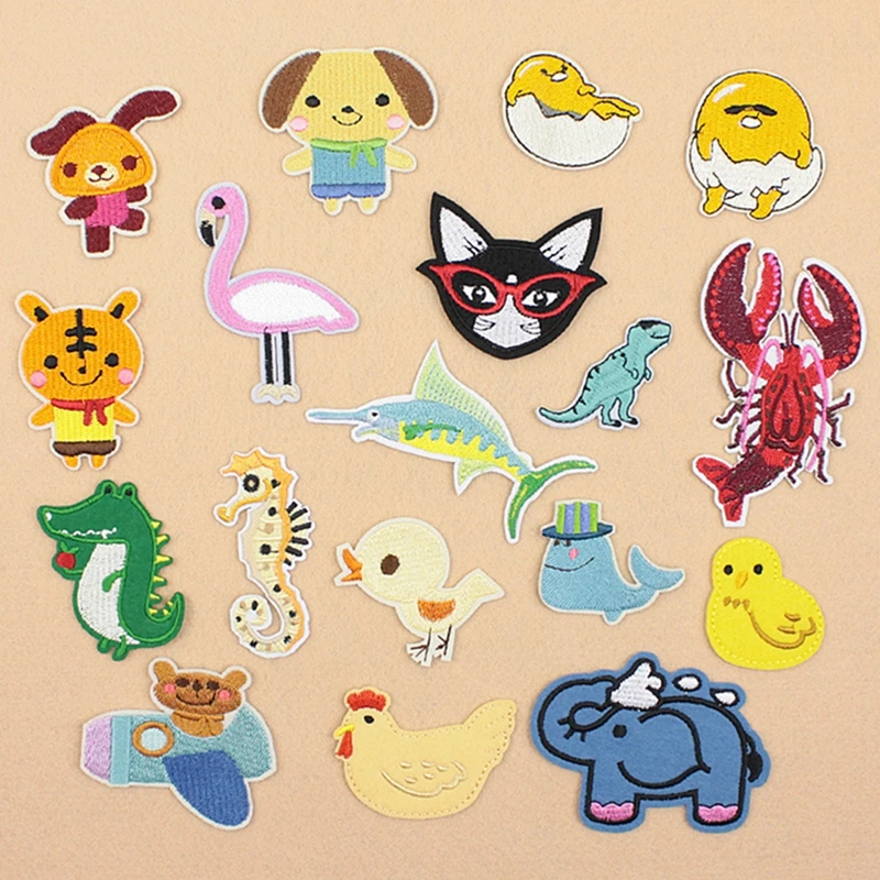Вышитые тканевые наклейки Мультяшные животные детская одежда аксессуары