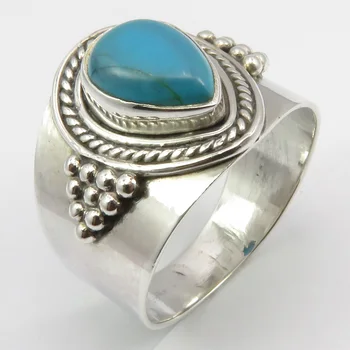 

Ladies Handcrafted Jewelry Natural Turquoises Ring Sz 7.5
