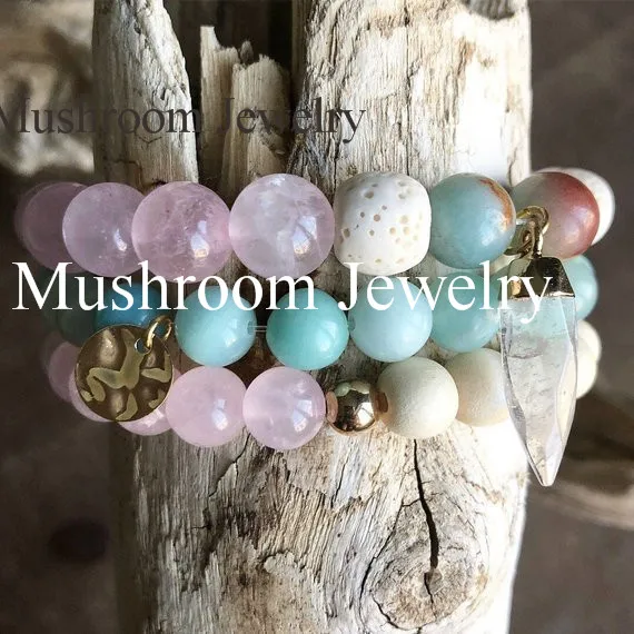 

Hot Fashion Men's and Women's Bracelet Amazonite Volcanic Stone Crystal Point Charm Bracelet Jewelry Suitable for Summer Beach G