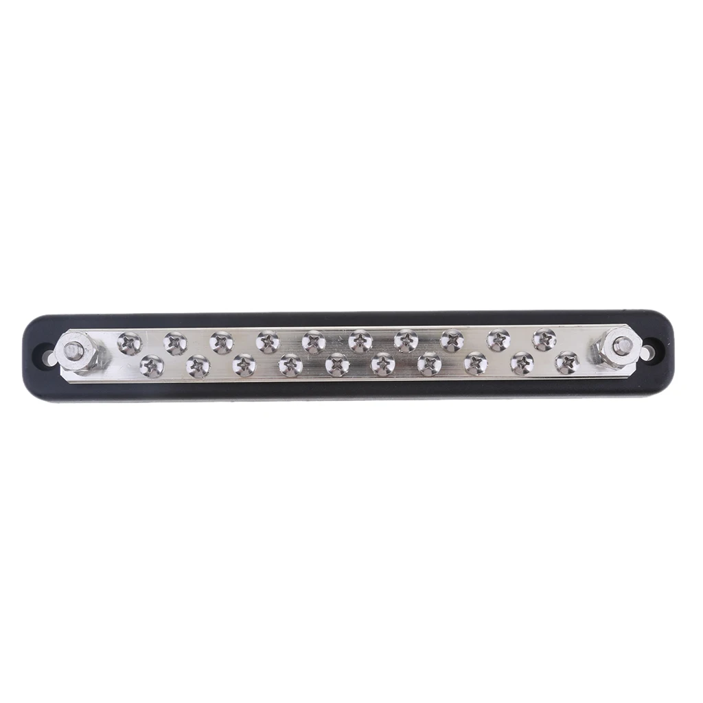 Auto Marine 100A Power Distribution Bus Bar Terminal Block 20 Screw + 2 Studs