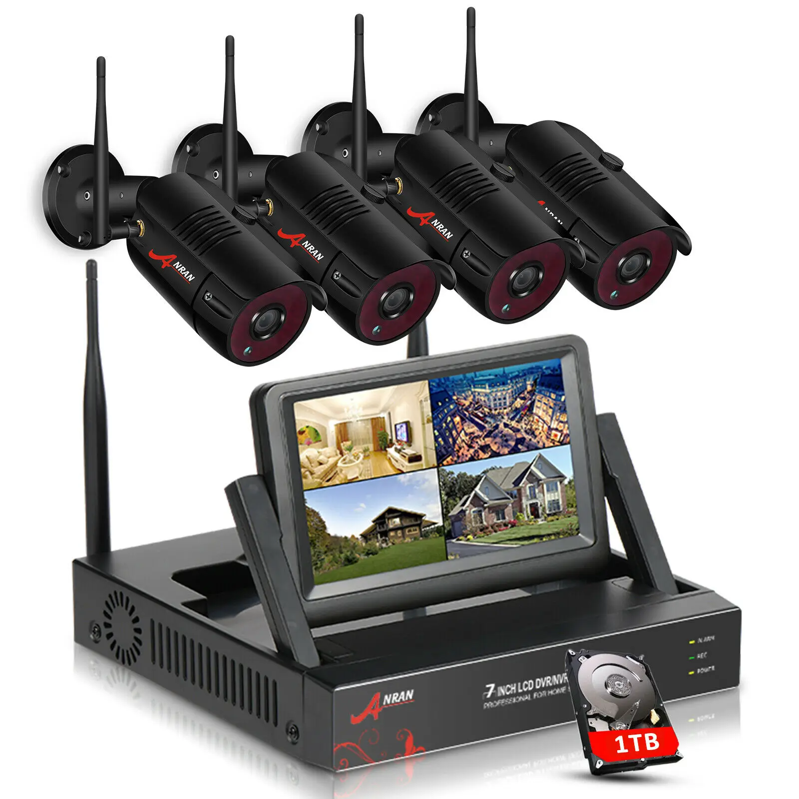 CCTV Системы Беспроводной 1080P 7 дюймовый монитор NVR безопасности Камера Системы с 2MP Открытый Wi-Fi IP Камера комплект видеонаблюдения