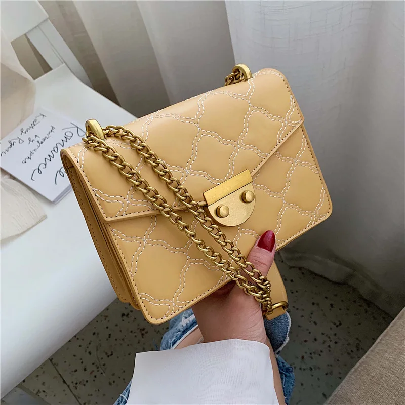 

Lozenge Fashion handbags High quality PU leather Women bag Sweet girl chain small square package Lattice shoulder Female bag