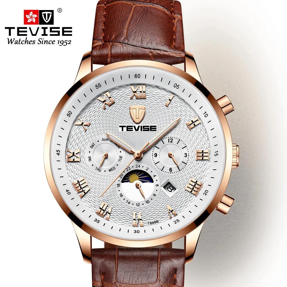 

Switzerland TEVISE Twiss Brand Switzerland MEN'S Watch Fully Automatic Multi-functional MEN'S Watch Waterproof Machinery Watch