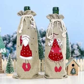 

4 Pcs Christmas Wine Bottle Covers Santa Snowman Sweater Holiday Champagne Bottle Cover Xmas Party Dining Table Bottle Decoratio
