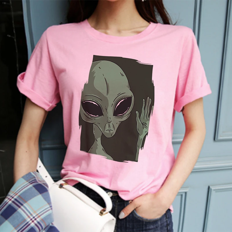 Женская футболка ET Alien с принтом, топы, Винтажная футболка, Готическая Женская Футболка Harajuku Kawaii, женская розовая одежда, уличная одежда